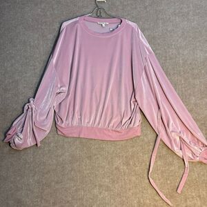 Express One Eleven Women’s Top Large Velvet Lavender Balloon Sleeve Chic Rolltab